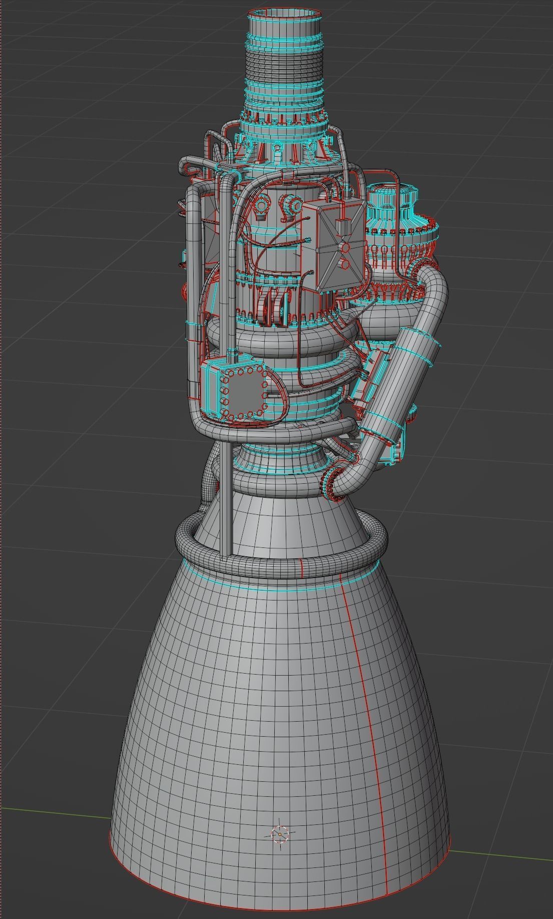 Raptor 2 Rocket Engine Low-poly 3D model_4