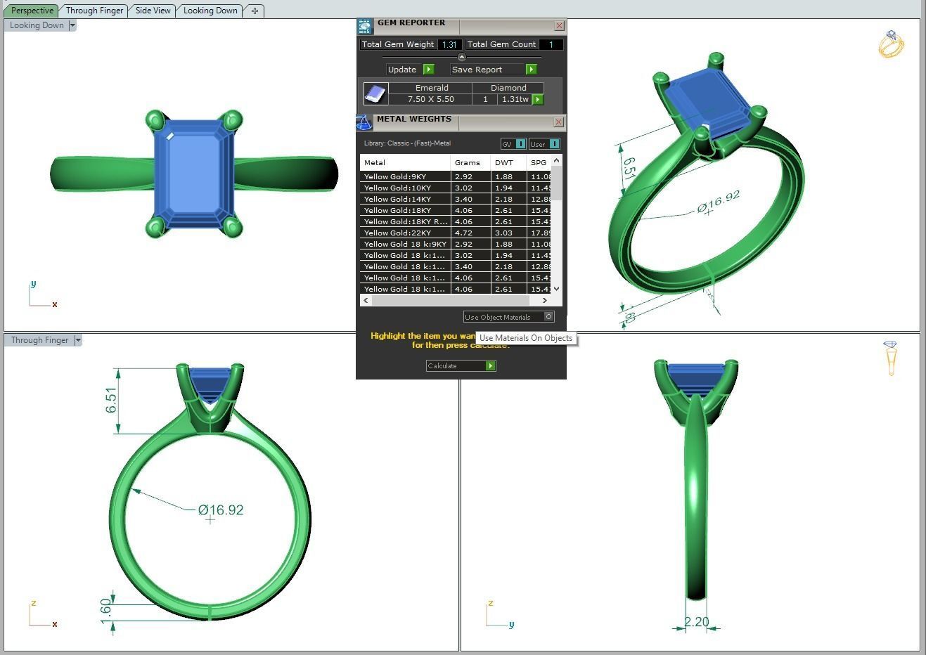 Engagement ring Linda emerald 3D print model_7