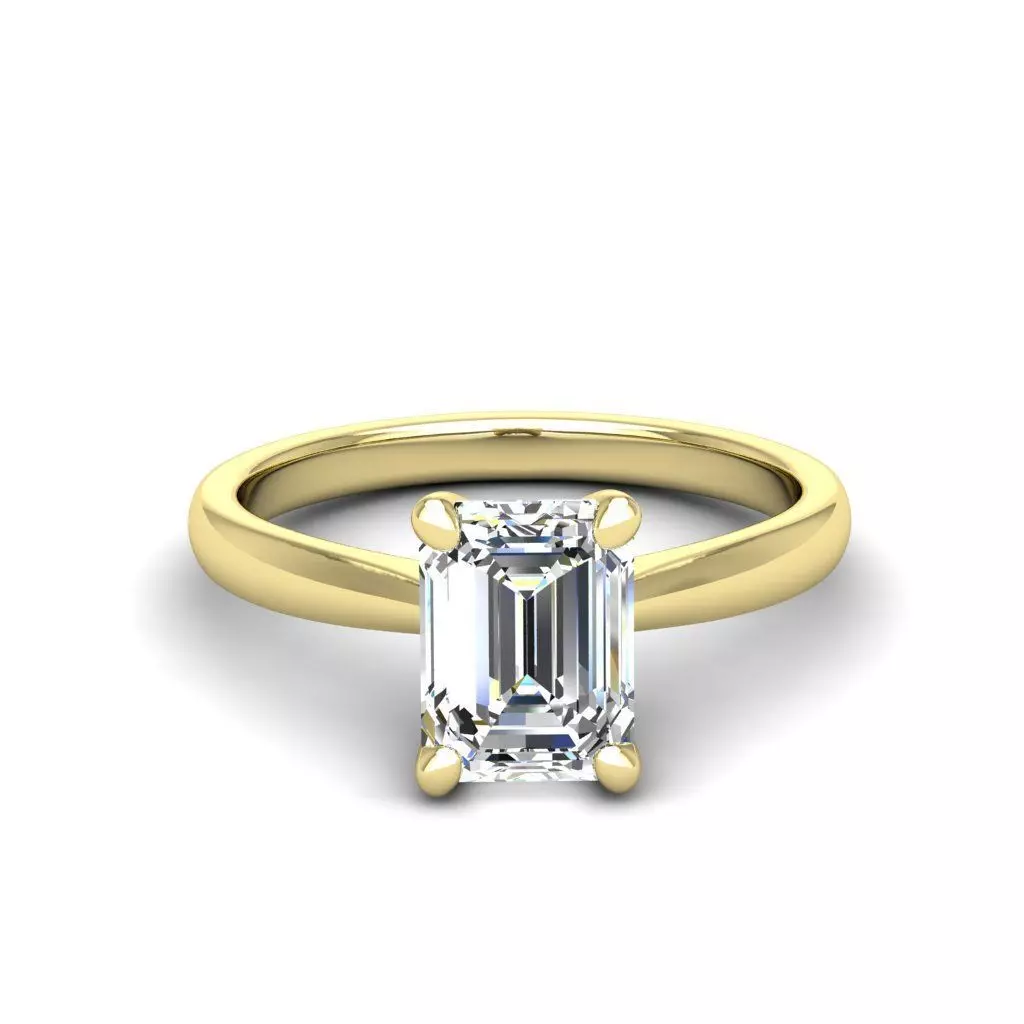 Engagement ring Linda emerald 3D print model_0