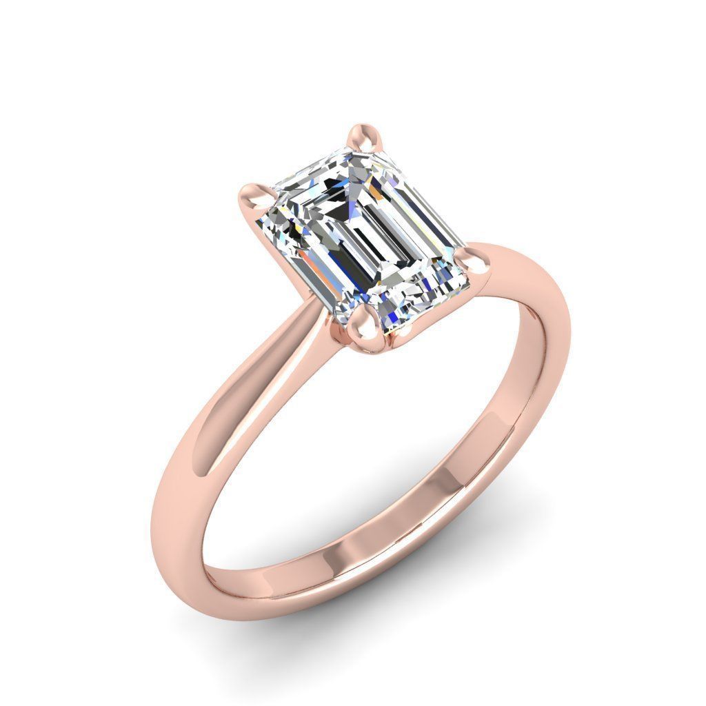 Engagement ring Linda emerald 3D print model_10