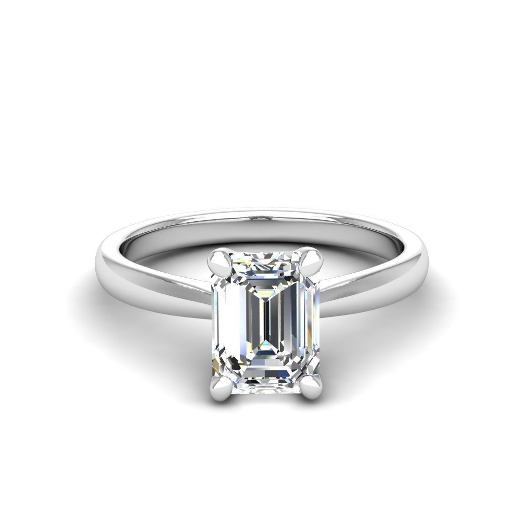 Engagement ring Linda emerald 3D print model_1