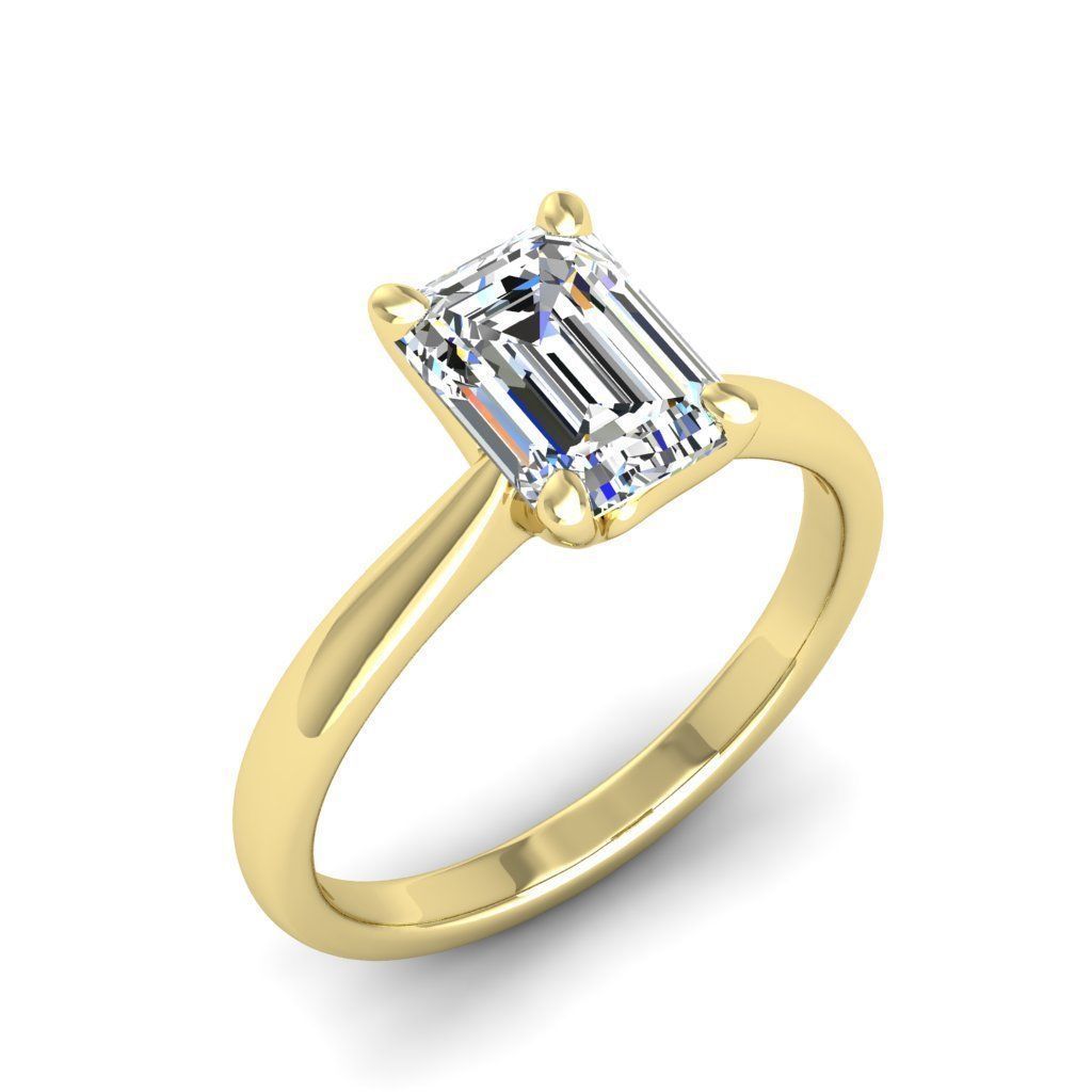 Engagement ring Linda emerald 3D print model_24