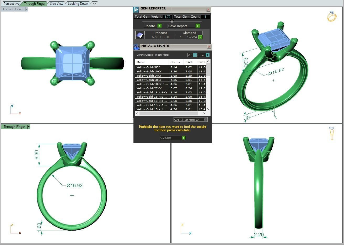 Engagement ring Linda princess 3D print model_3