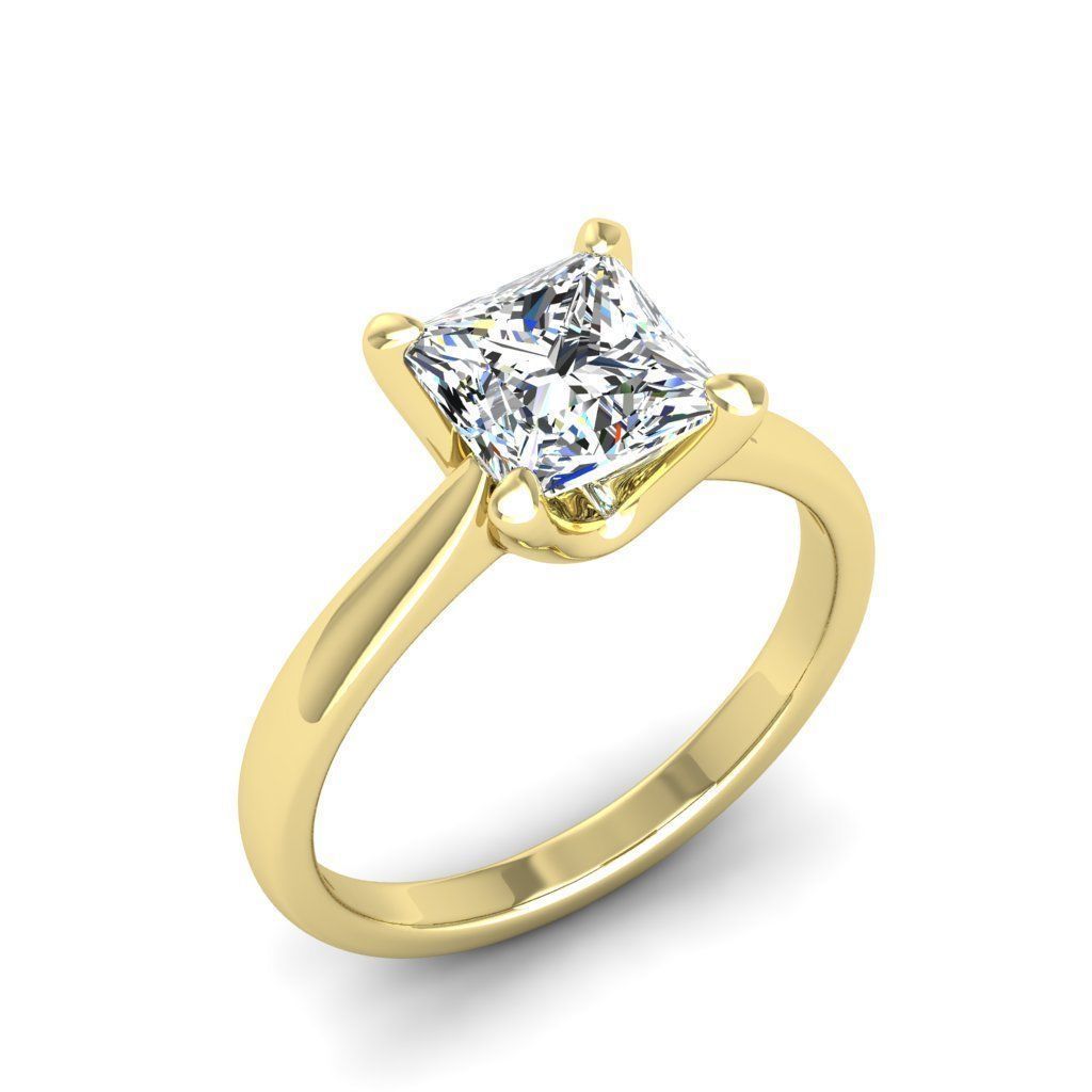 Engagement ring Linda princess 3D print model_12
