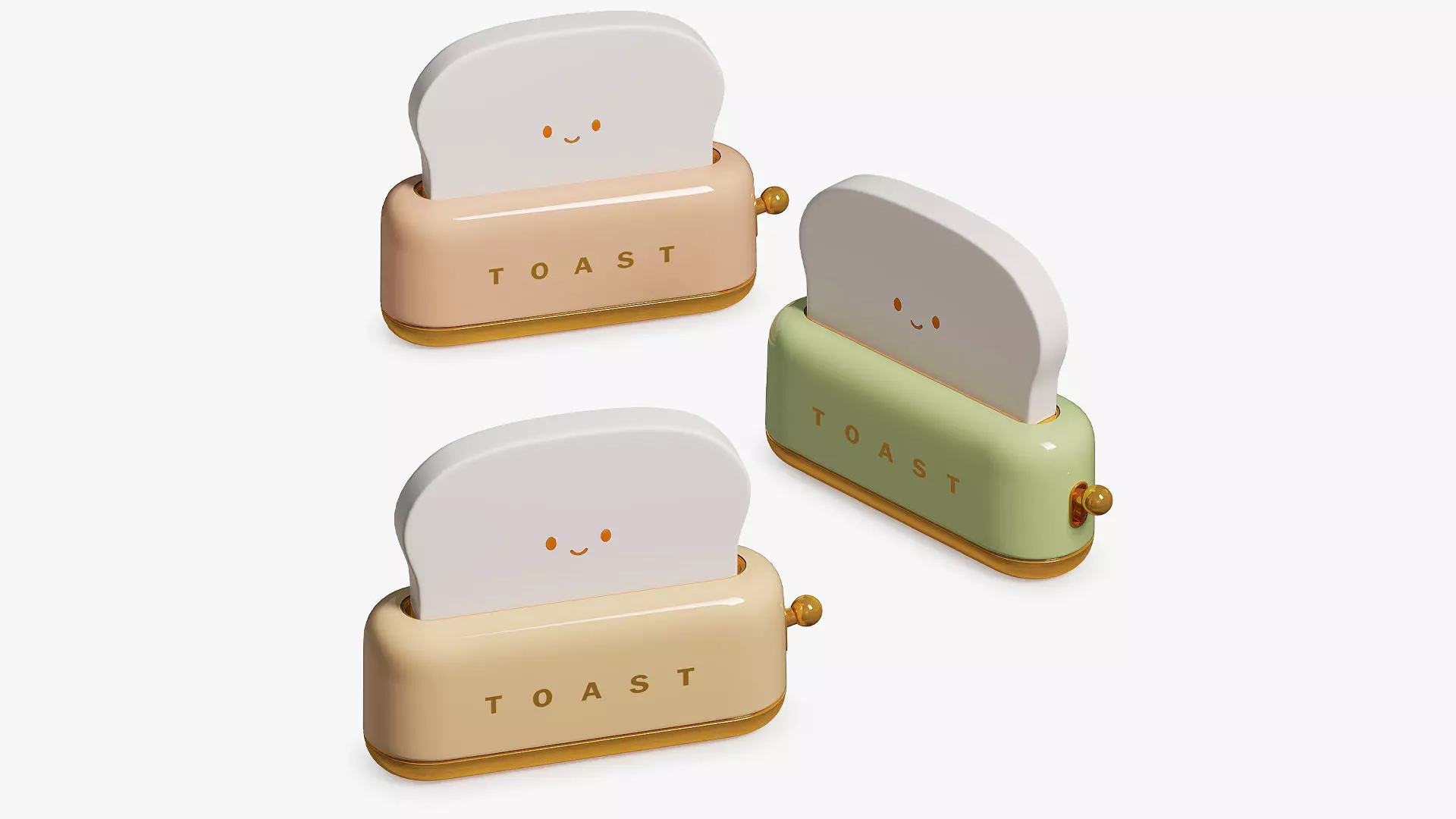 Set of Toaster Lamps Kawaii 3D model_0