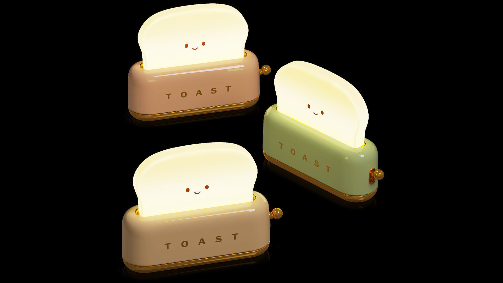 Set of Toaster Lamps Kawaii 3D model_3