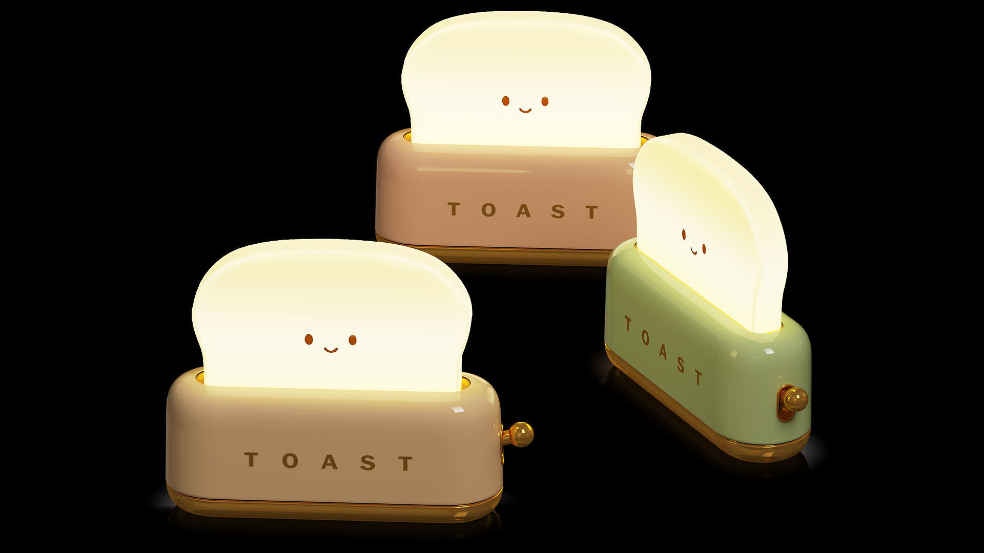 Set of Toaster Lamps Kawaii 3D model_4