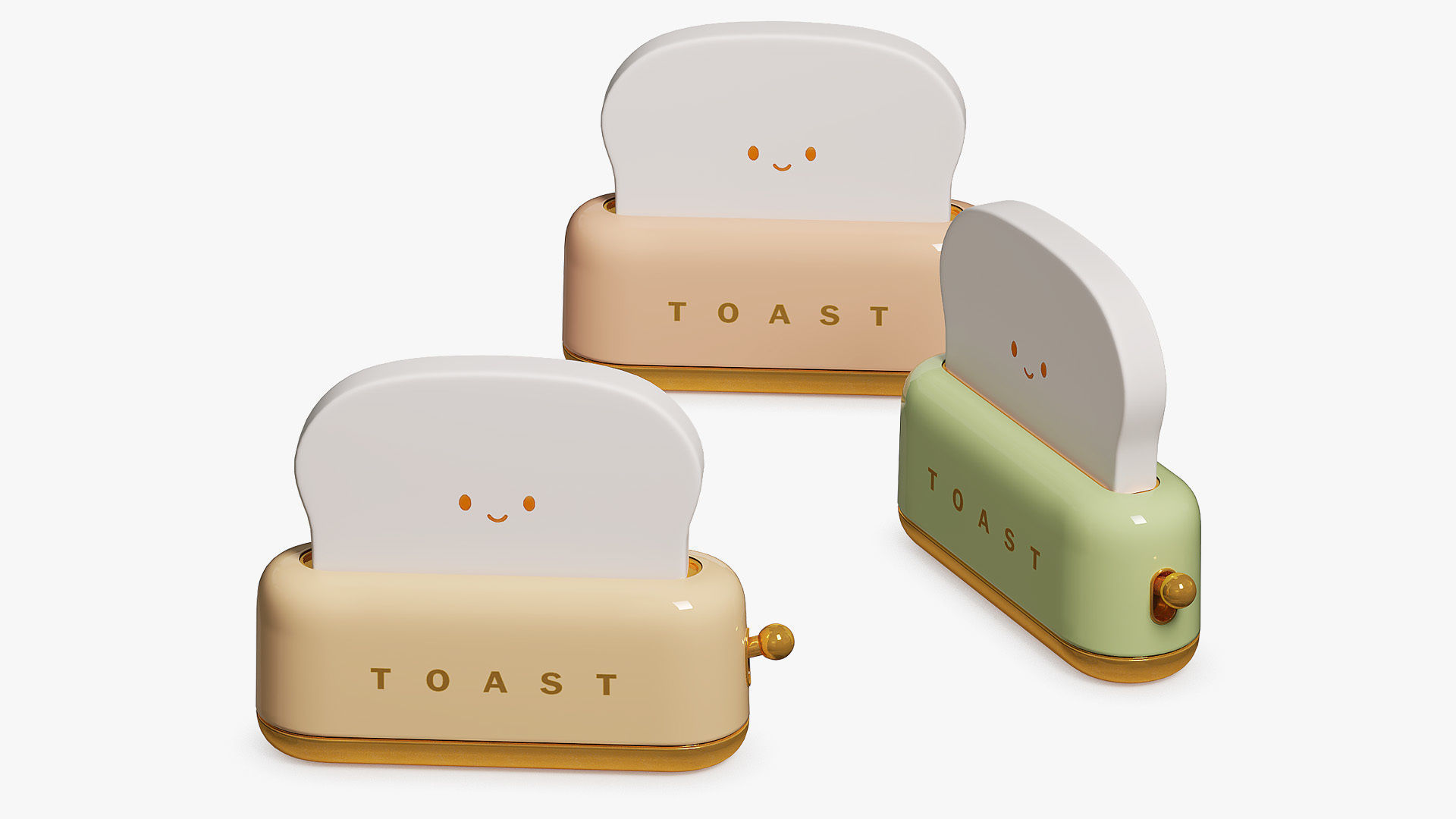 Set of Toaster Lamps Kawaii 3D model_1