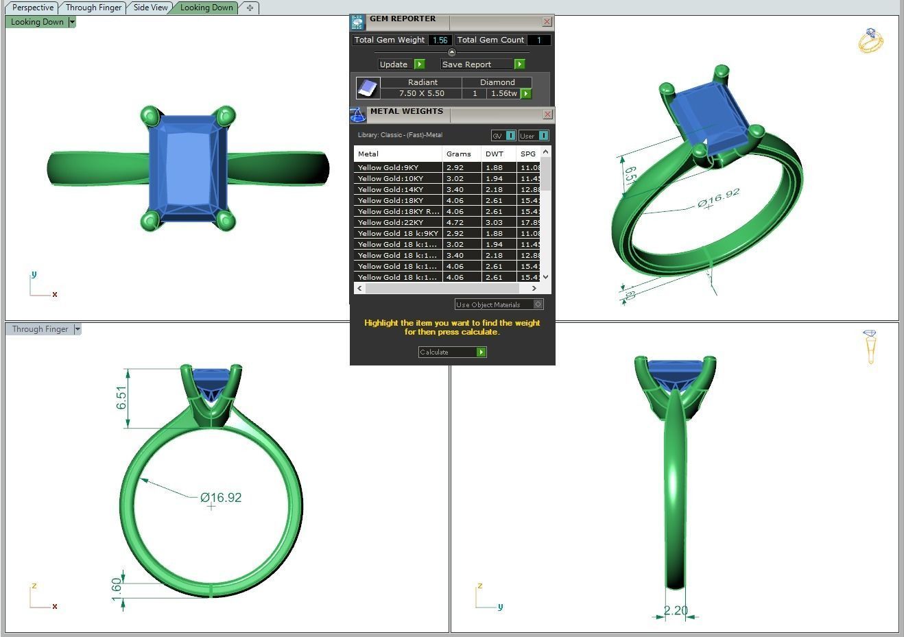 Engagement ring Linda radiant 3D print model_3