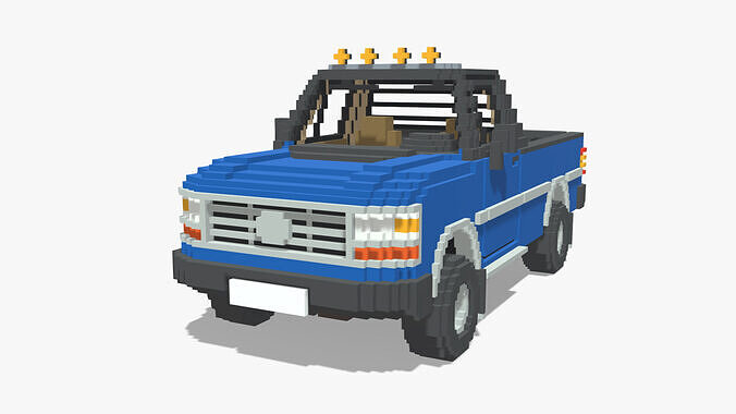 Voxel Pickup Single Cab Size 3 Low-poly 3D model