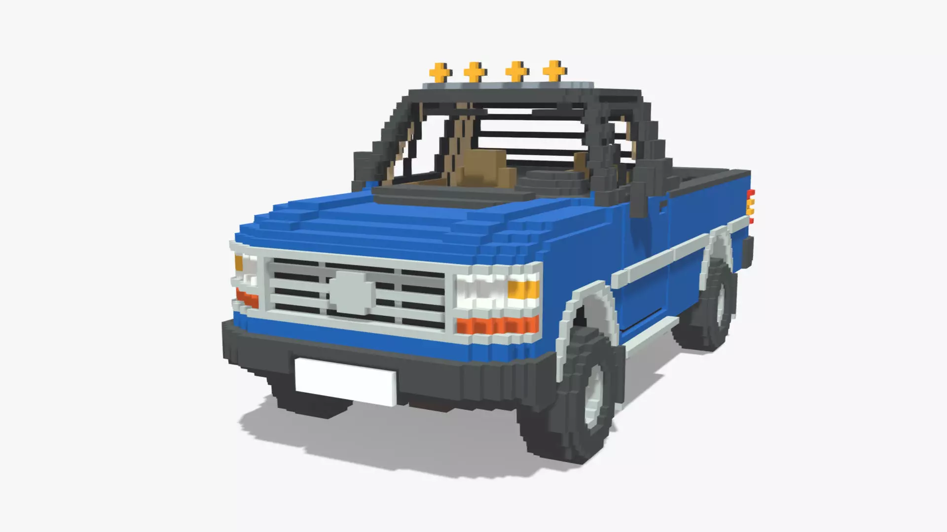 Voxel Pickup Single Cab Size 3 Low-poly 3D model