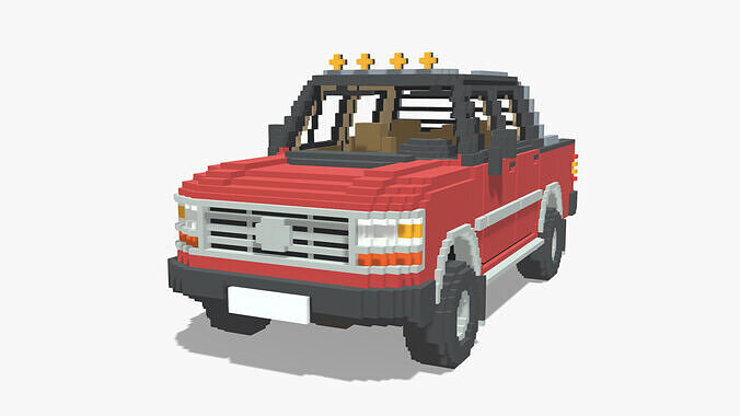 Voxel Pickup Double Cab Size 3 Low-poly 3D model