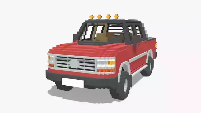 Voxel Pickup Double Cab Size 3 Low-poly 3D model