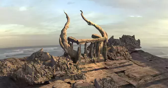 Golem giant Ruins Bones 3D model