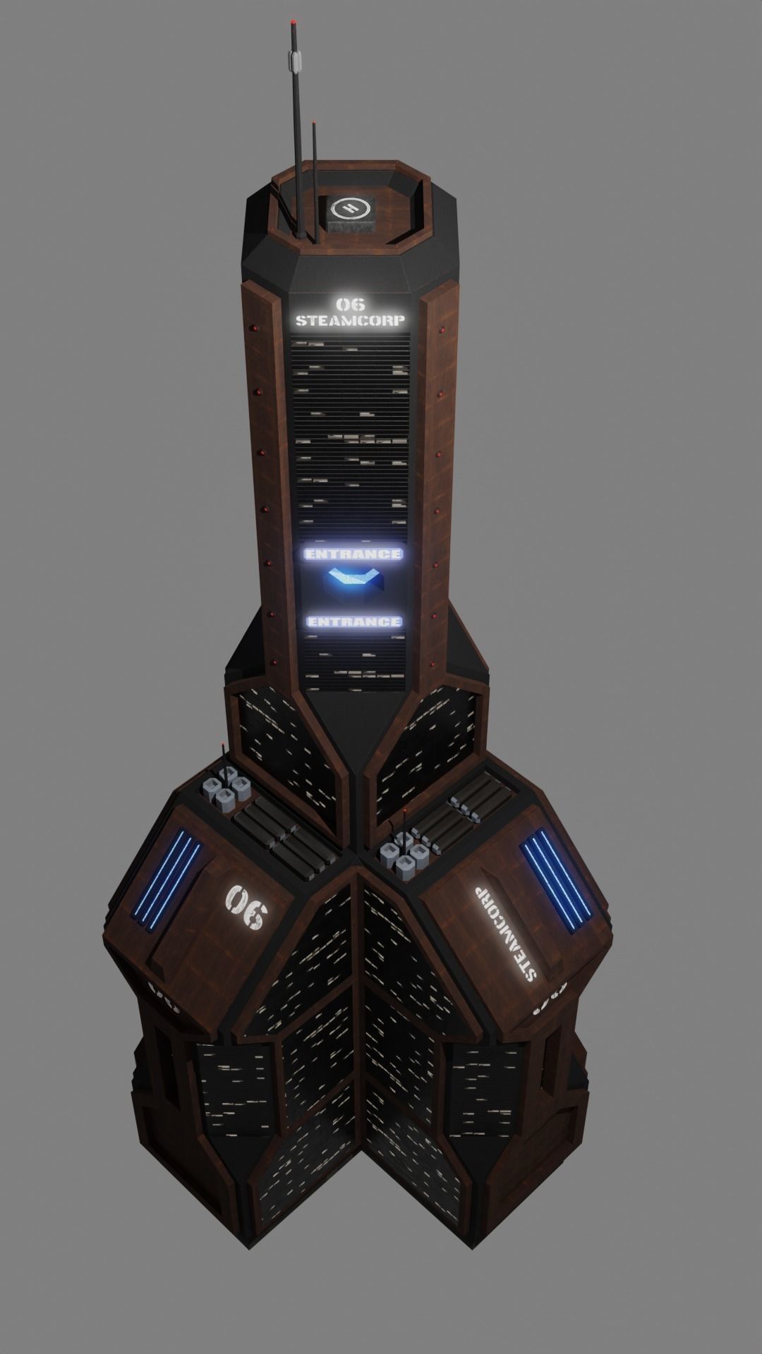 SciFi Cyberpunk Building 06 Low-poly 3D model_2