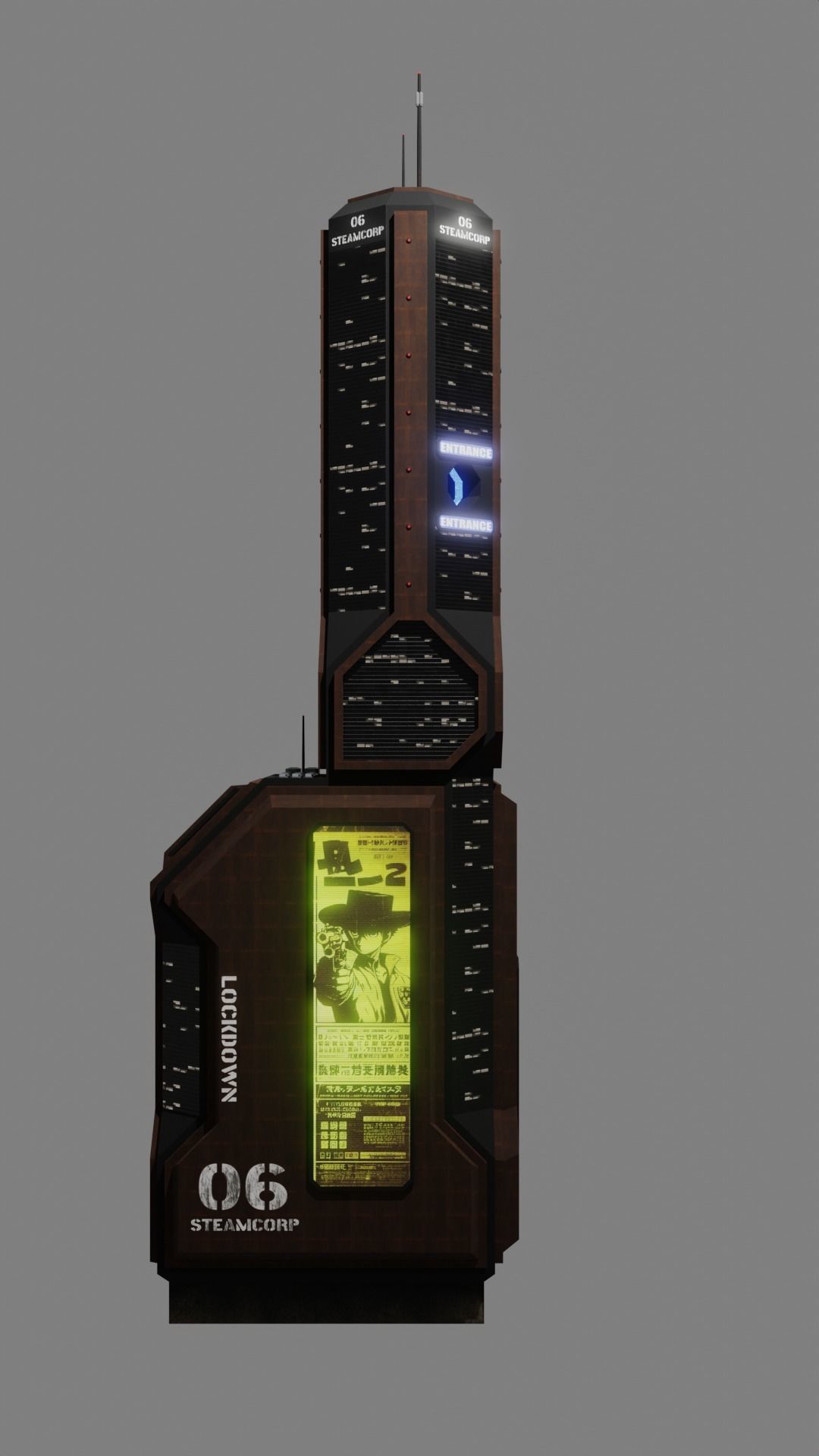 SciFi Cyberpunk Building 06 Low-poly 3D model_5