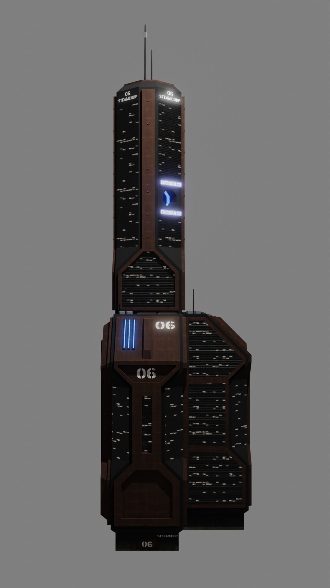SciFi Cyberpunk Building 06 Low-poly 3D model_7