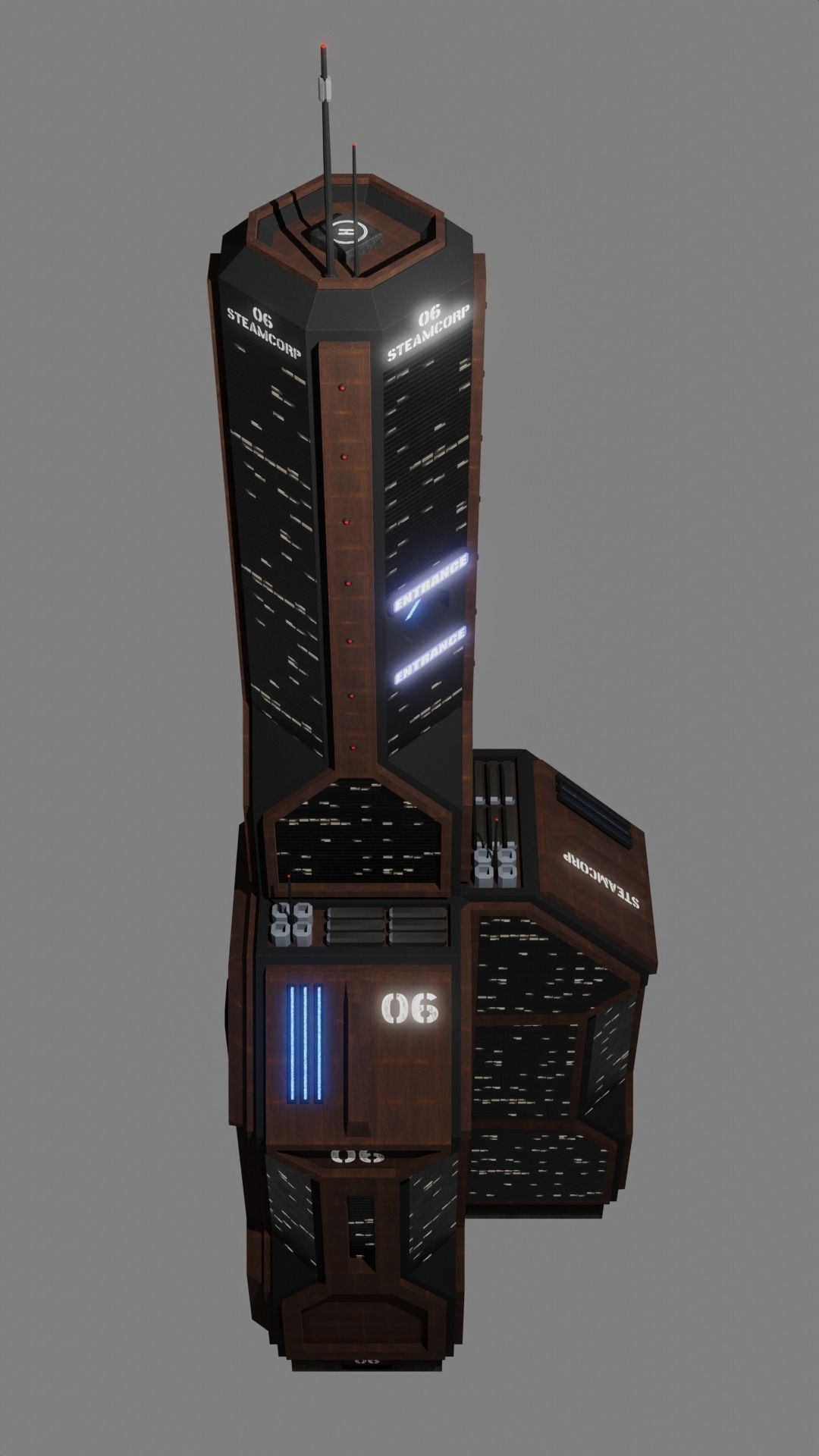 SciFi Cyberpunk Building 06 Low-poly 3D model_3