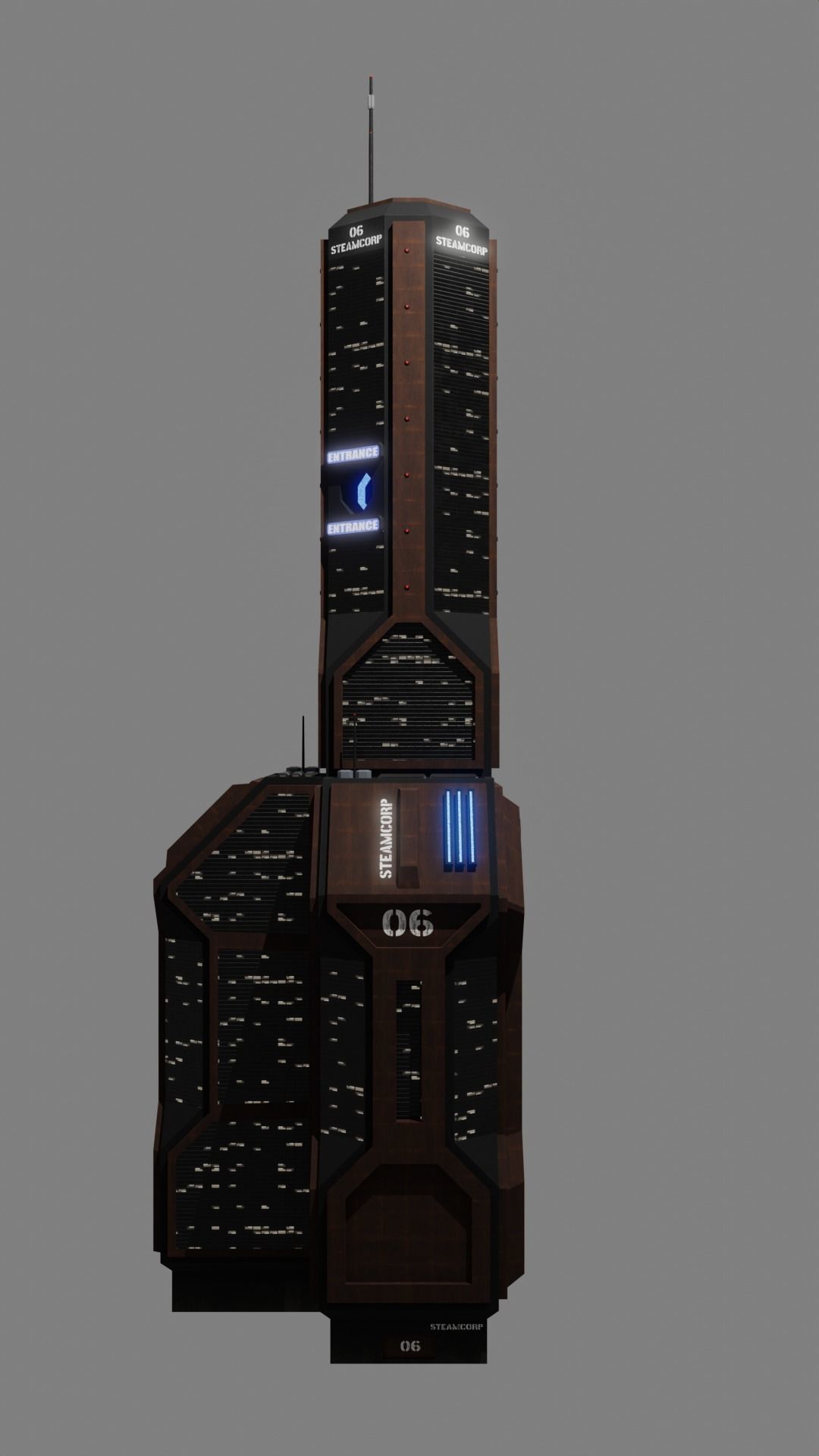 SciFi Cyberpunk Building 06 Low-poly 3D model_6