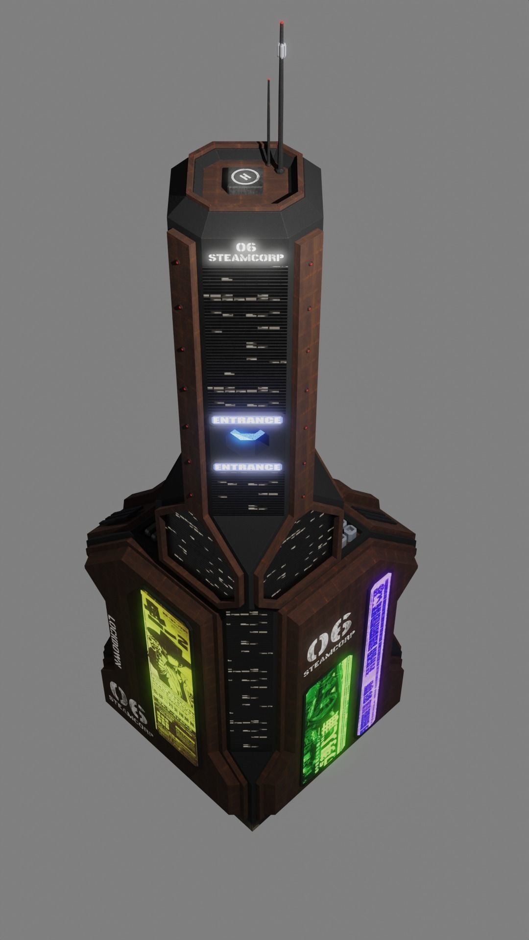 SciFi Cyberpunk Building 06 Low-poly 3D model_1