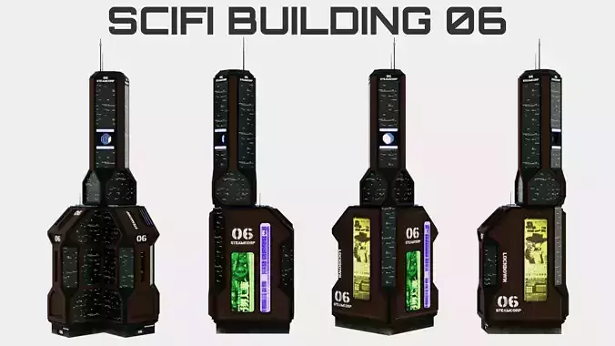 SciFi Cyberpunk Building 06 Low-poly 3D model