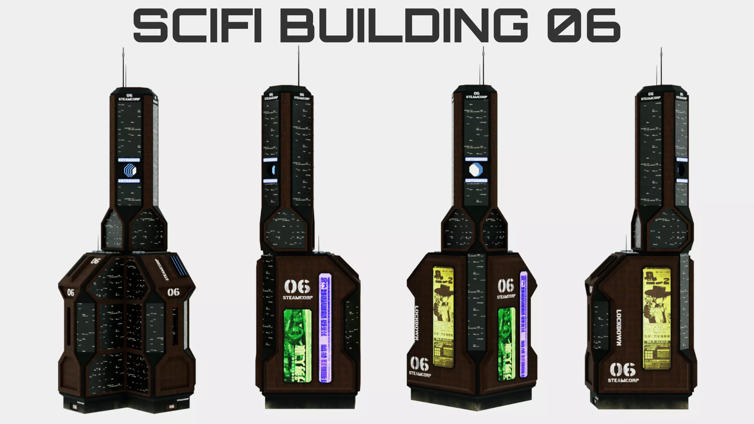 SciFi Cyberpunk Building 06 Low-poly 3D model_0