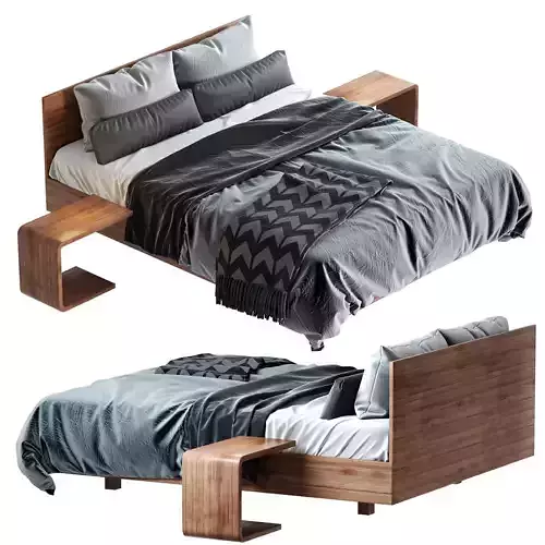 bed double solid Nordic wood