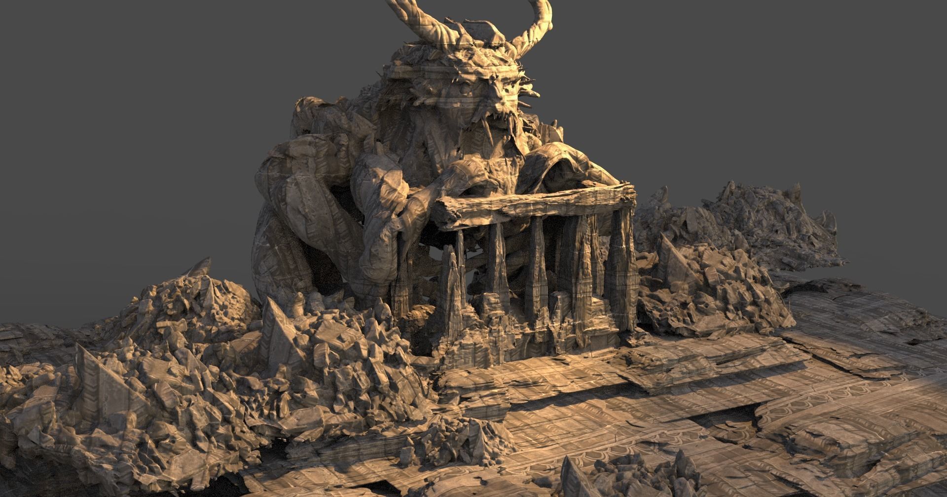 Golem giant Ruins collection  3D model_1