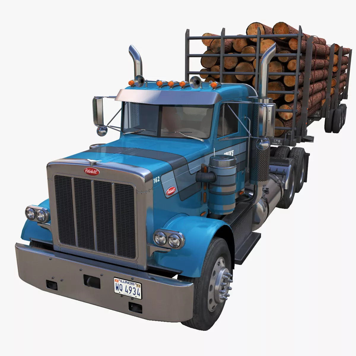 Peterbilt 359 logger truck Low-poly 3D model