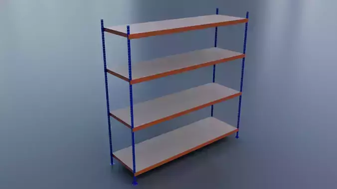 HEAVY DUTY BOLTLESS SHELVING-4Shelves 3D model