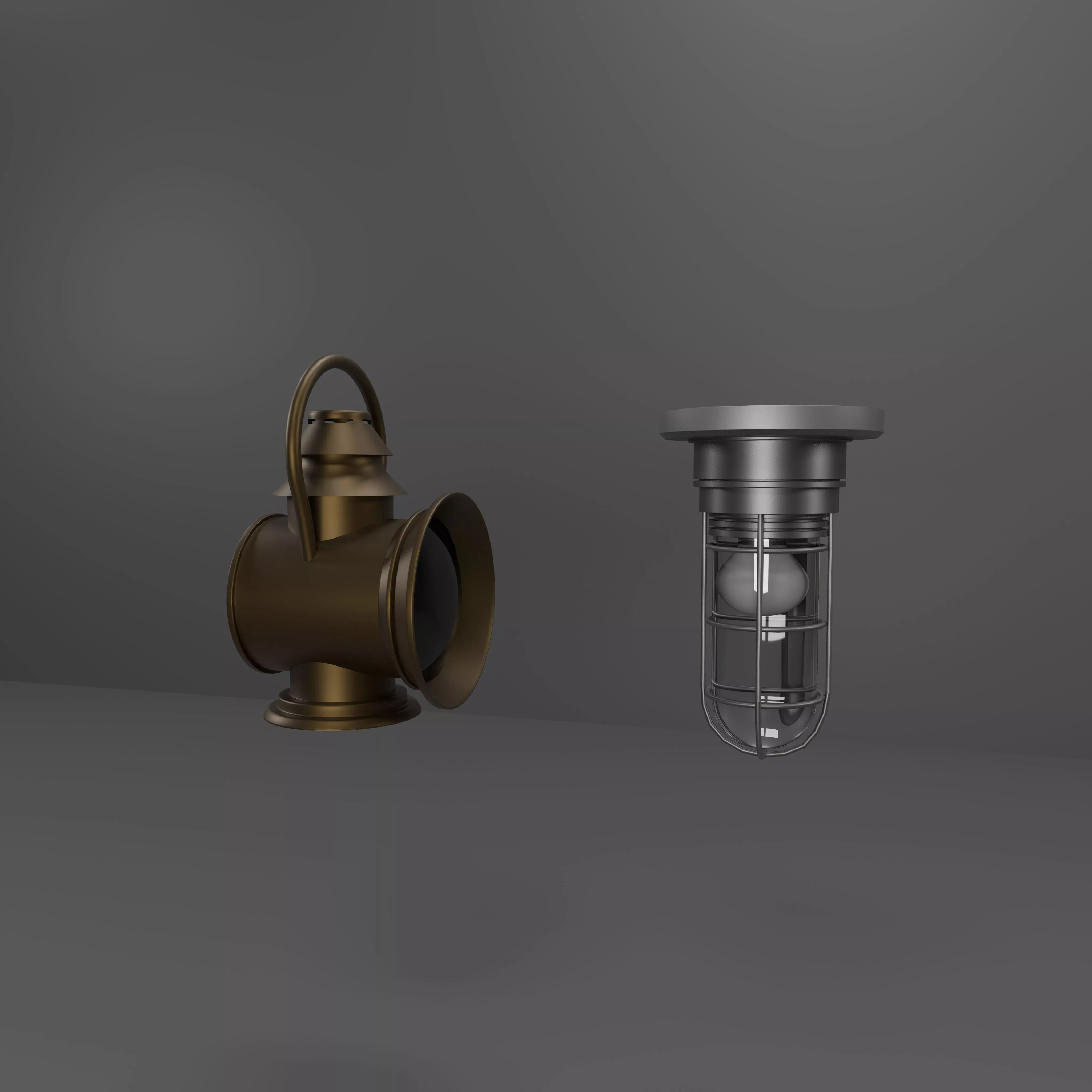 Railway lantern Low-poly 3D model