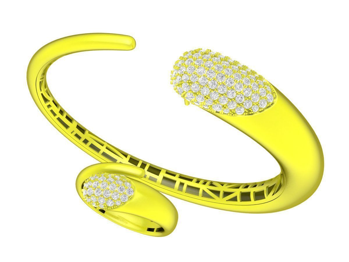 A7242 Set Custom Diamond Bangle and Ring For Women 3D Model 3D print model_1