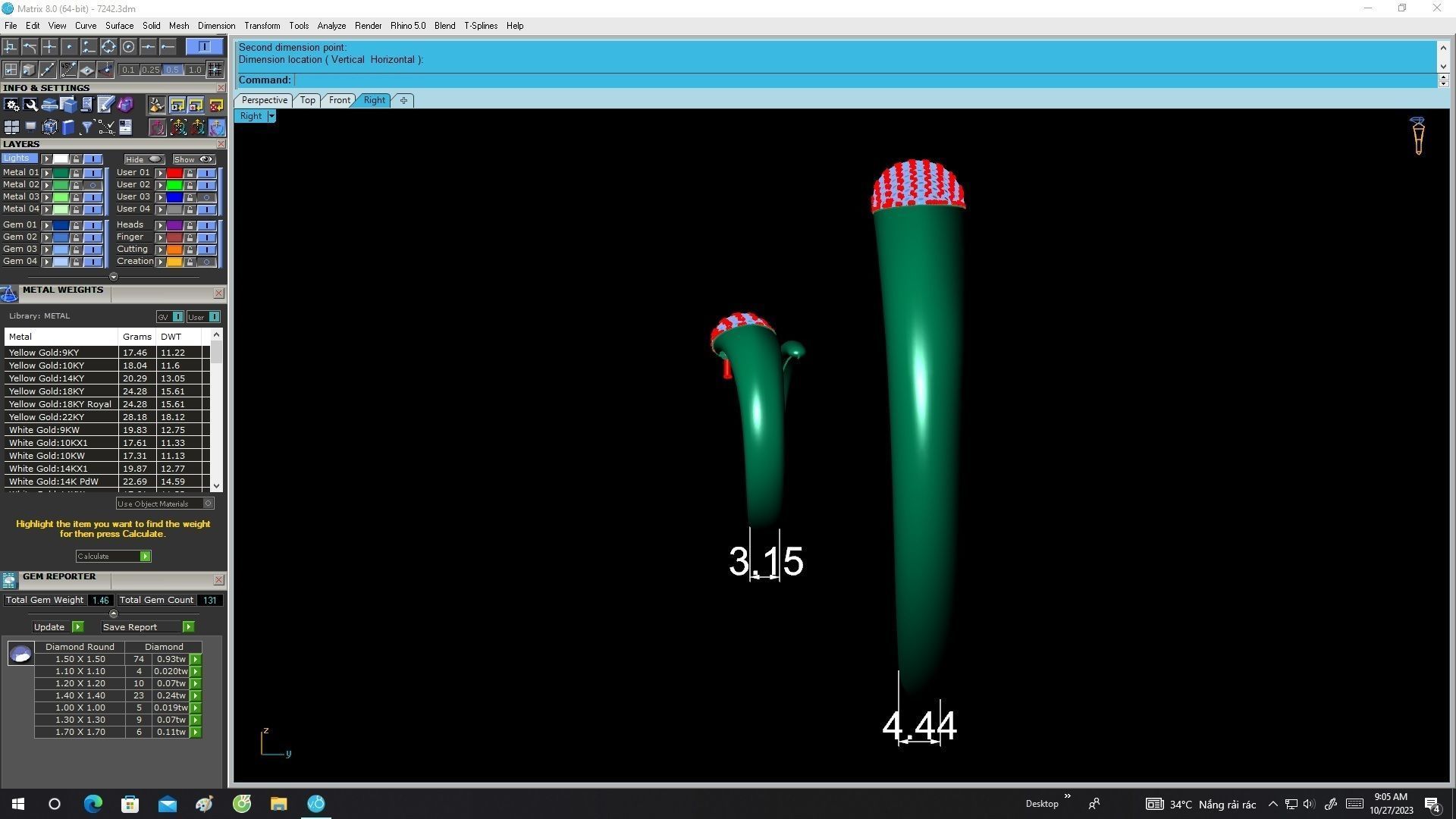 A7242 Set Custom Diamond Bangle and Ring For Women 3D Model 3D print model_7