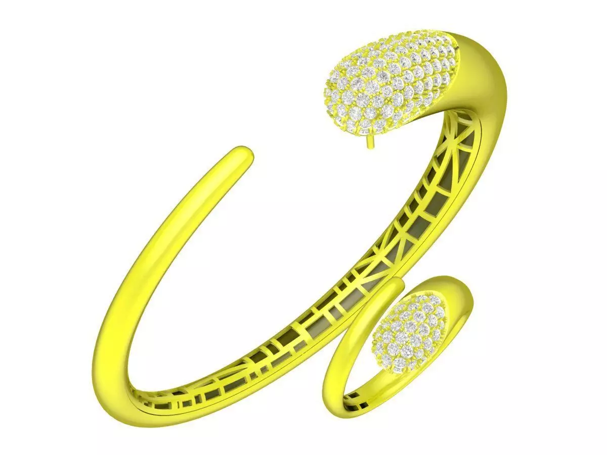 A7242 Set Custom Diamond Bangle and Ring For Women 3D Model 3D print model_0