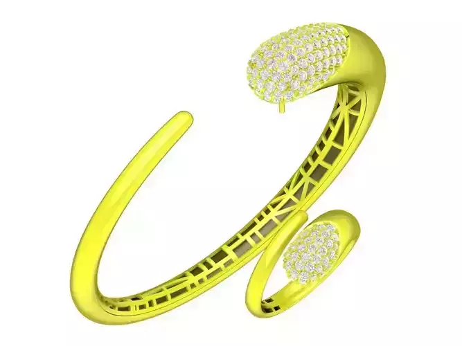 A7242 Set Custom Diamond Bangle and Ring For Women 3D Model