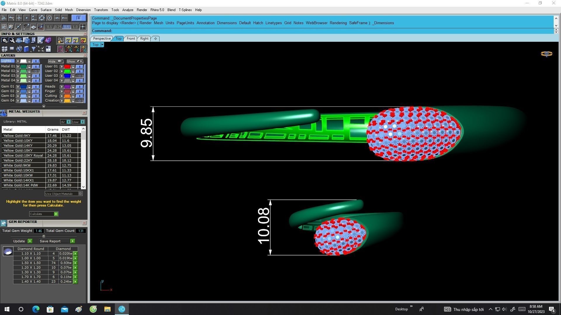 A7242 Set Custom Diamond Bangle and Ring For Women 3D Model 3D print model_5