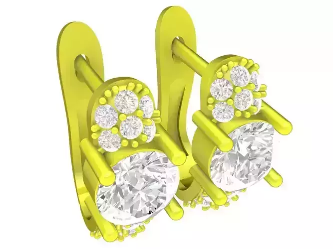 A7245 Diamond U Shape Hook Earrings 3D Model