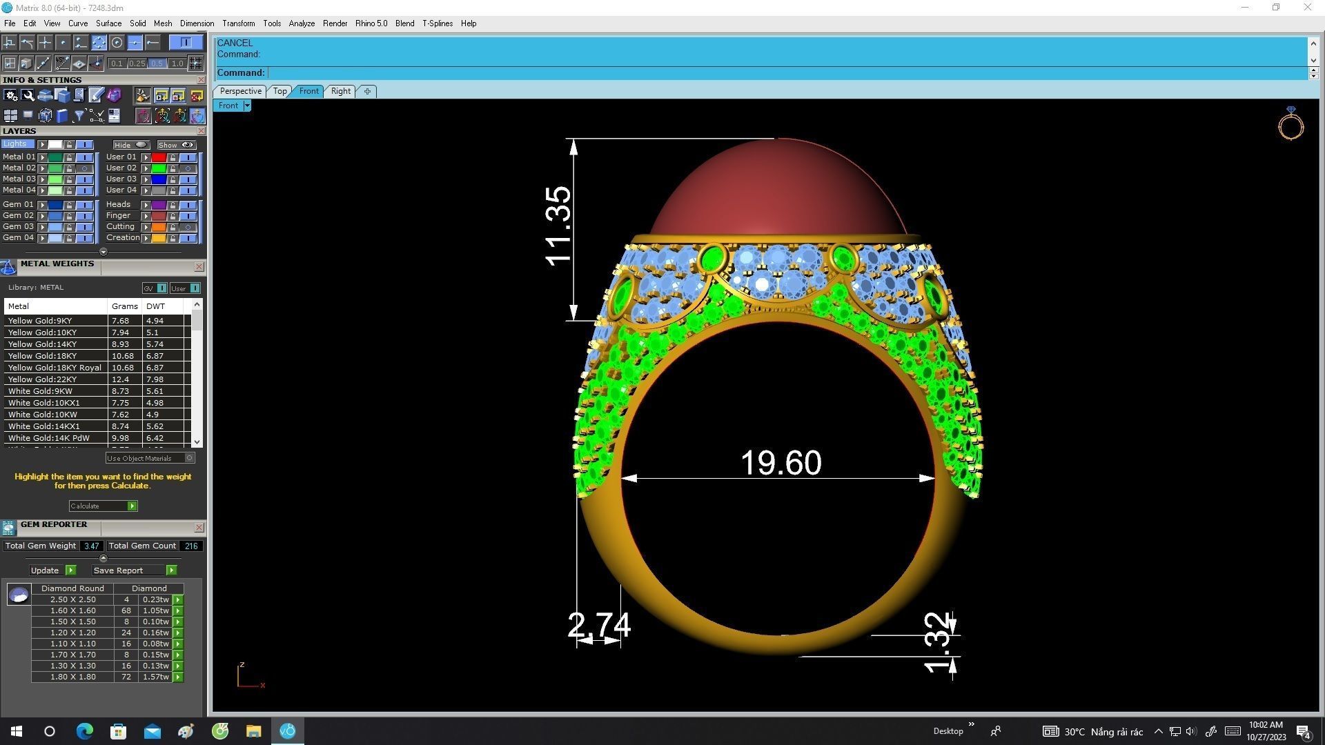 A7248 Oval Ruby Diamond Vintage Ring for Men 3D Model 3D print model_6