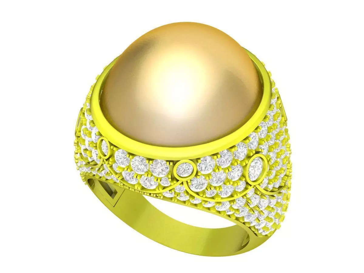 A7248 Oval Ruby Diamond Vintage Ring for Men 3D Model 3D print model_0