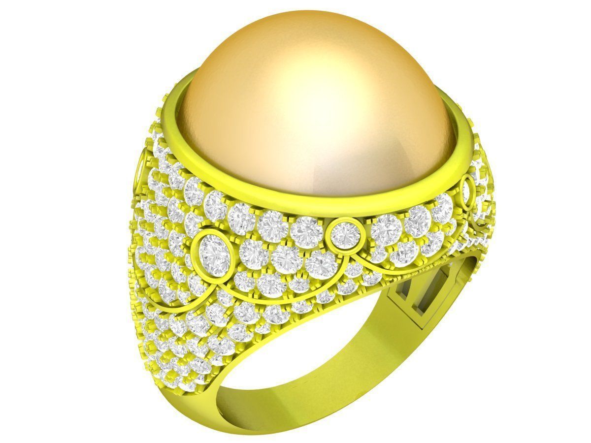 A7248 Oval Ruby Diamond Vintage Ring for Men 3D Model 3D print model_4