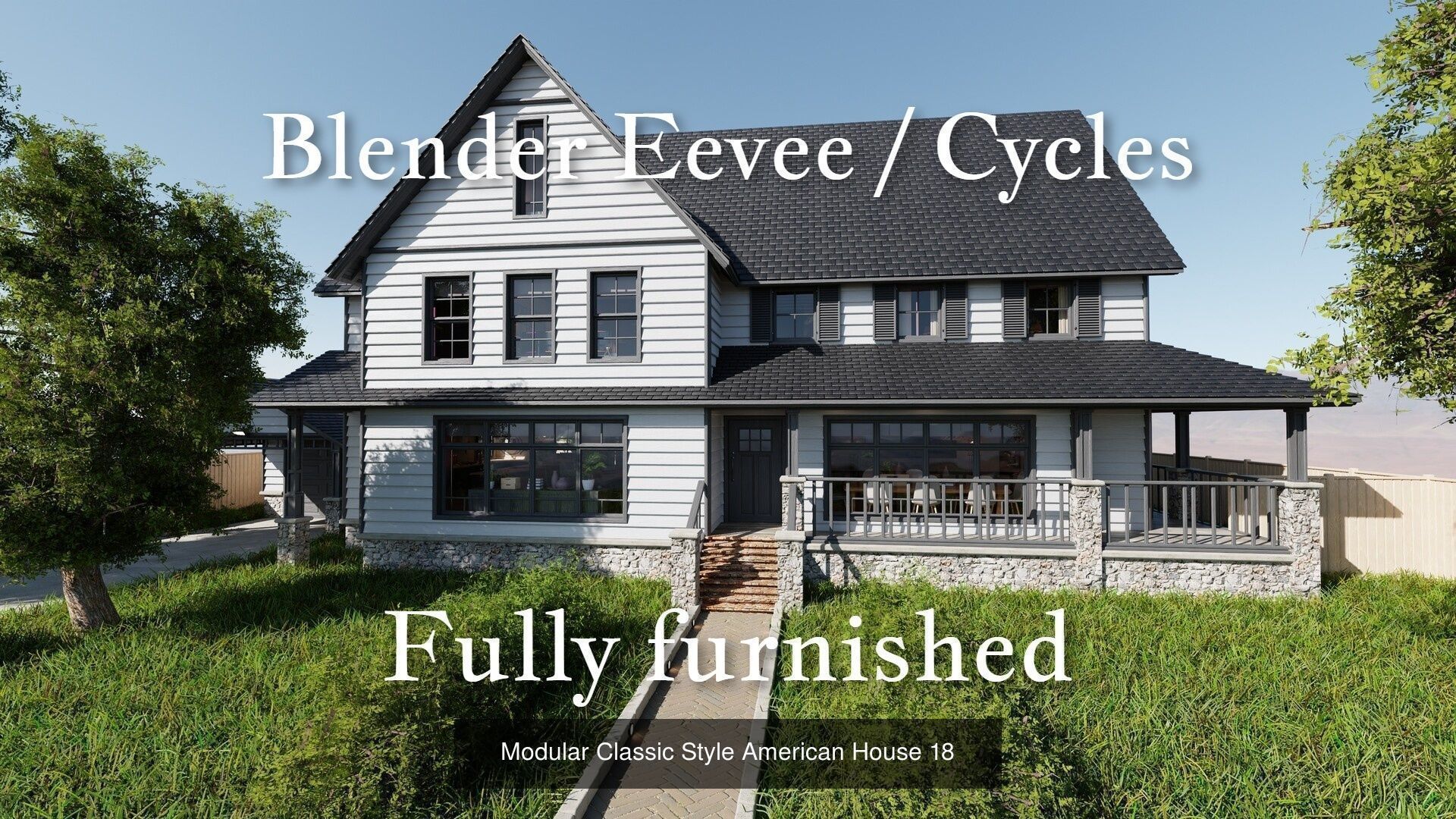 Modular Classic Style American Villas and Mansions 5 House pack 3D Model Collection_11