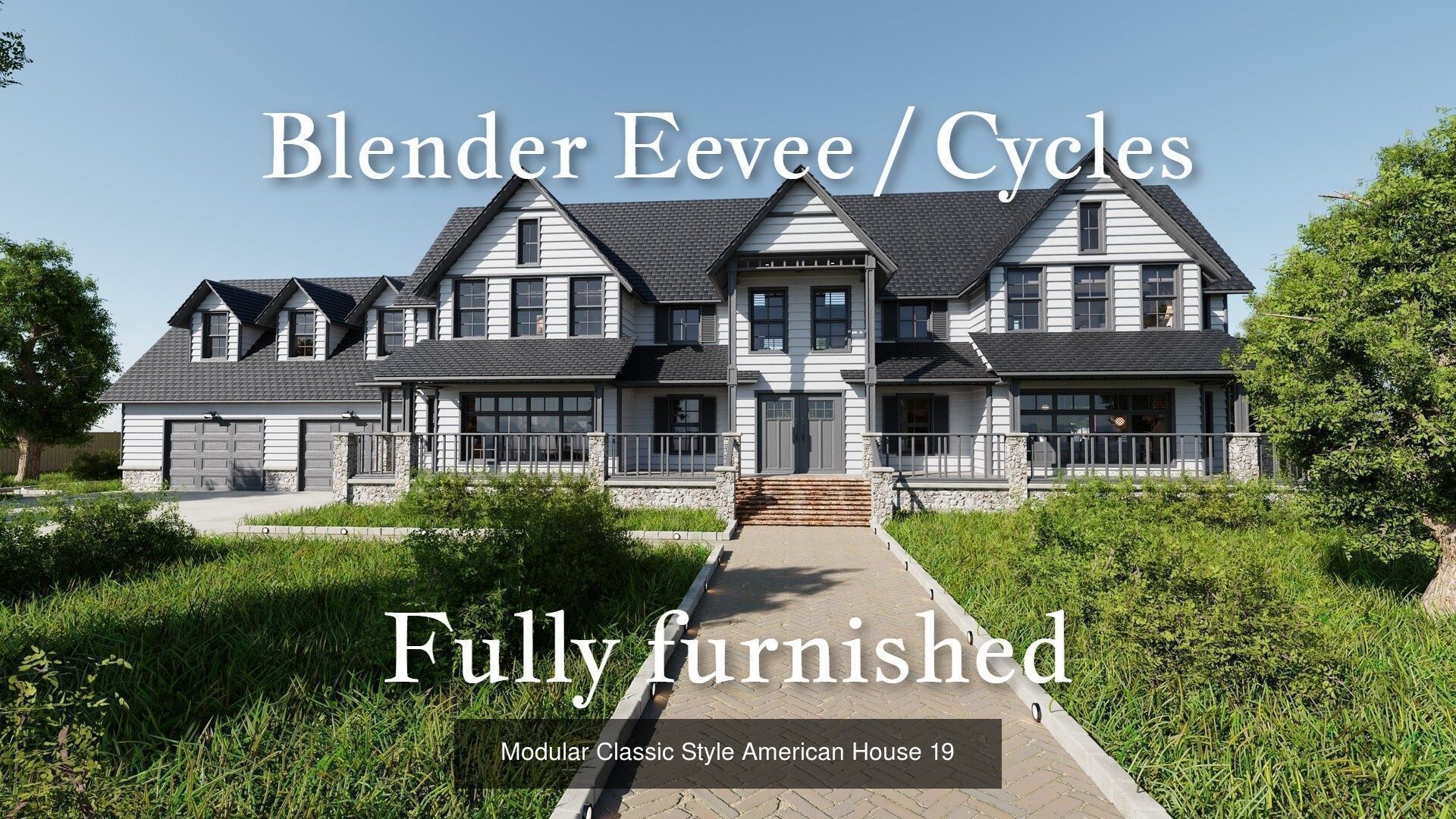 Modular Classic Style American Villas and Mansions 5 House pack 3D Model Collection_12