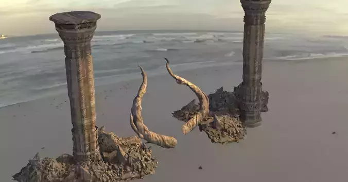 Giant Stone Golem Boned monoliths 3D model