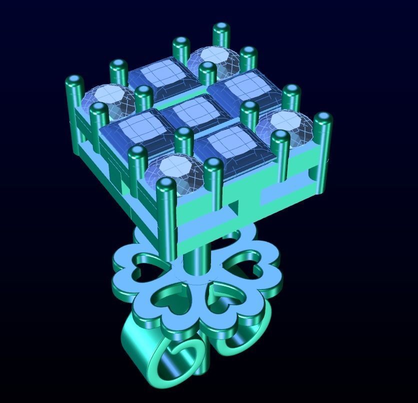 Diamond Cluster Stud Earrings 3 Free 3D print model_4