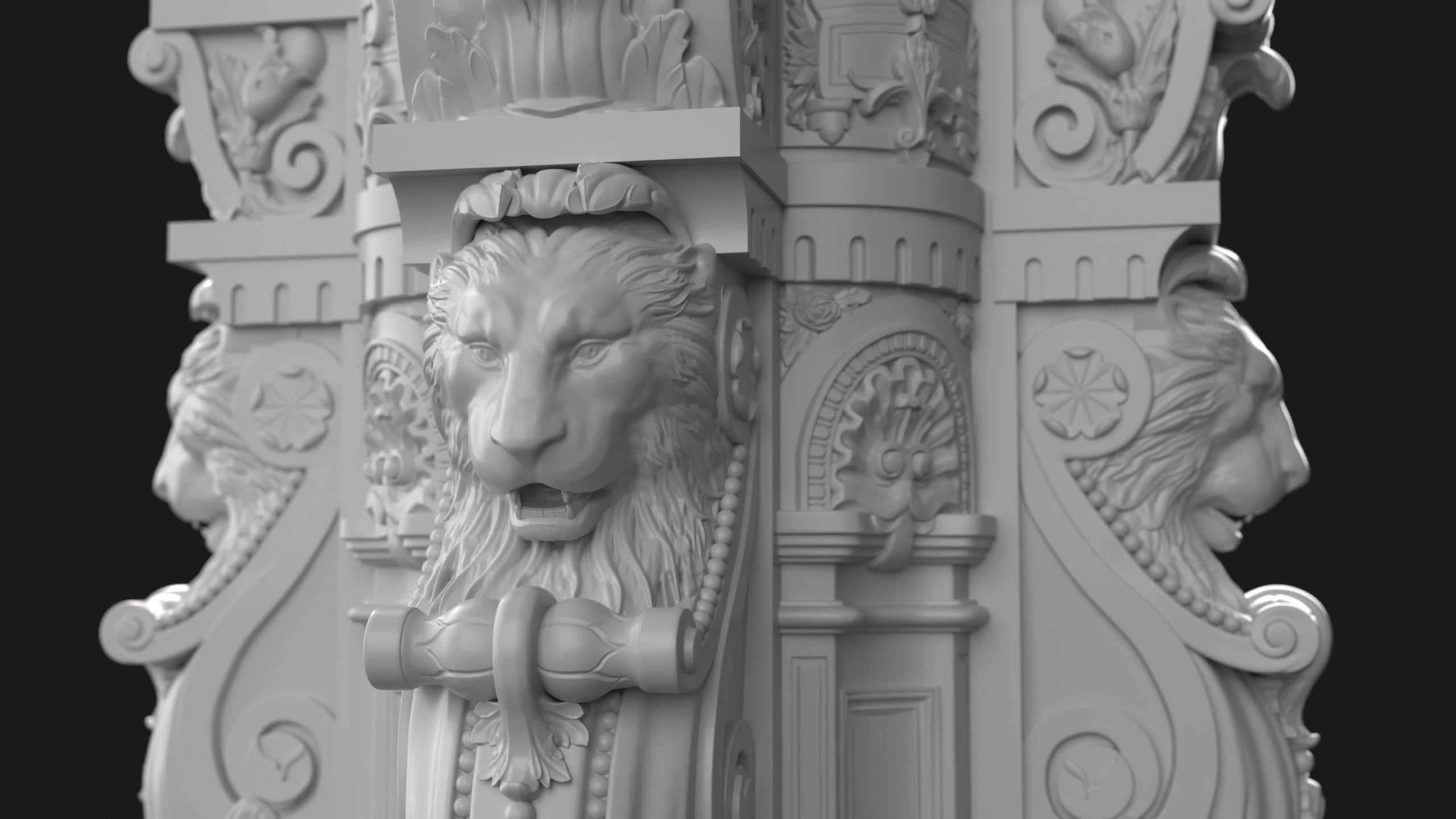 CNC Fireplace Sculpted Ornament set vol 1 3D print model_9