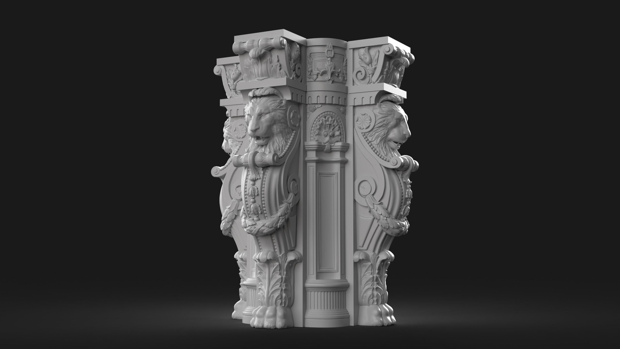 CNC Fireplace Sculpted Ornament set vol 1 3D print model_6