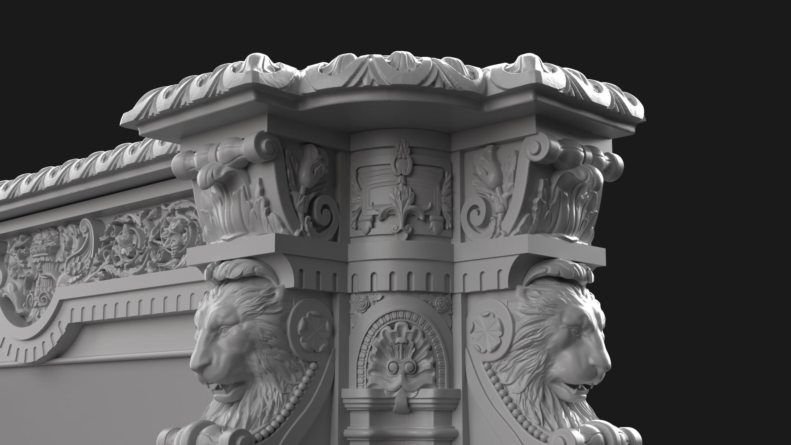 CNC Fireplace Sculpted Ornament set vol 1 3D print model_2