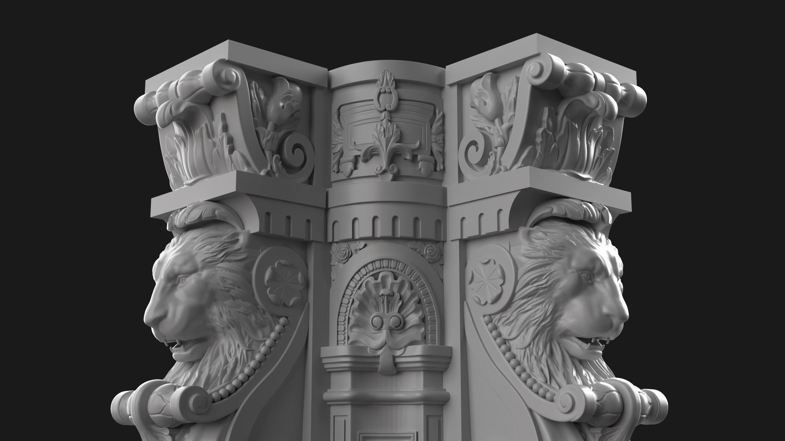 CNC Fireplace Sculpted Ornament set vol 1 3D print model_7