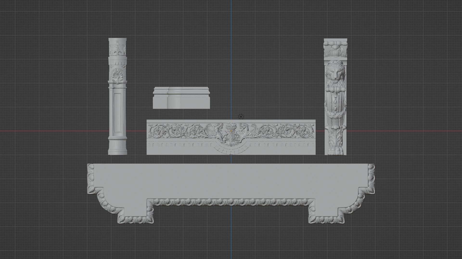 CNC Fireplace Sculpted Ornament set vol 1 3D print model_10