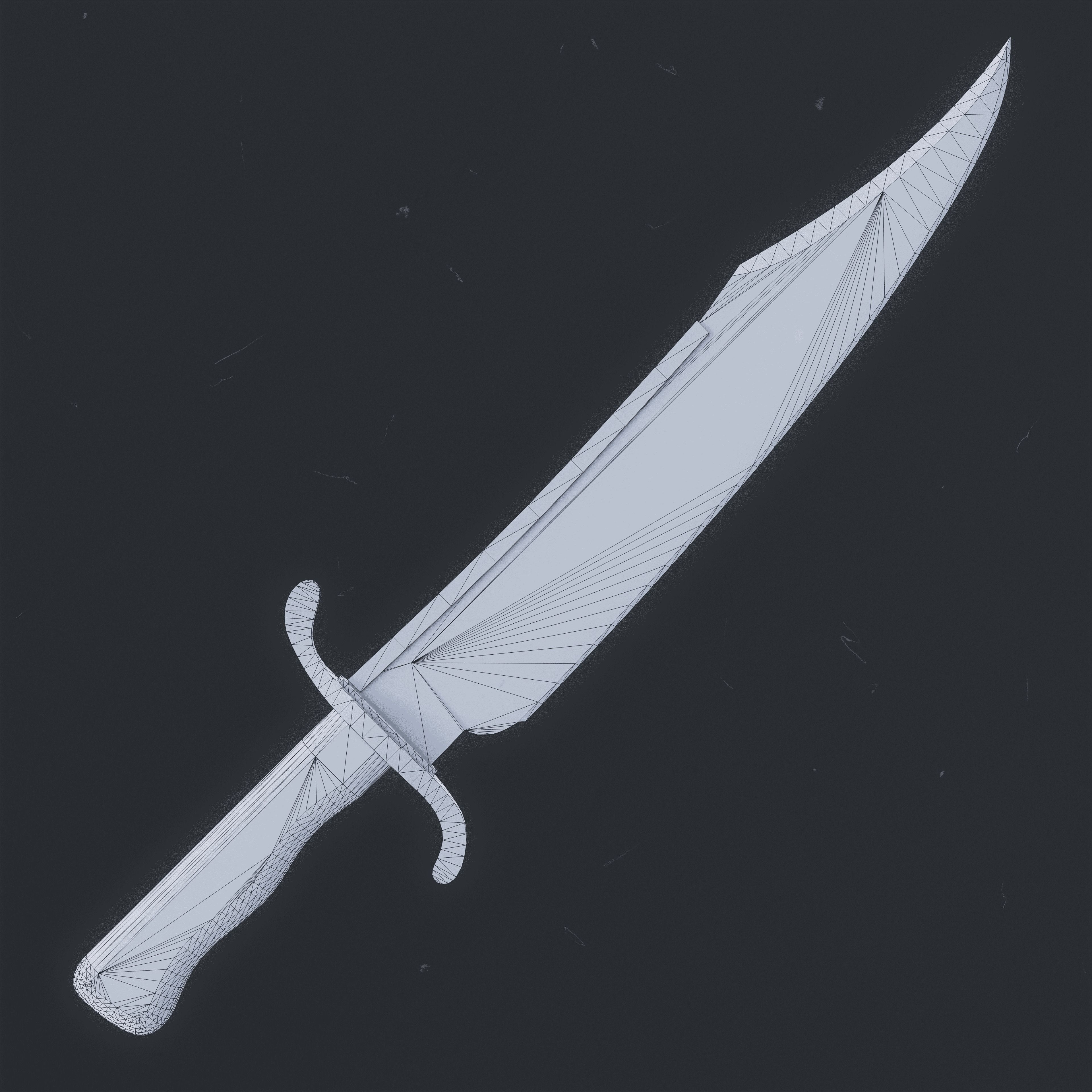 Knife Bowie Low-poly 3D model_12